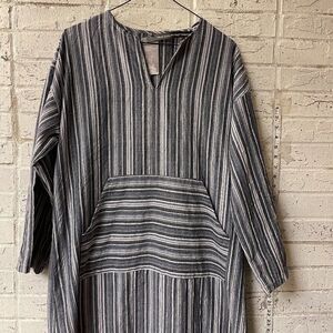 BBYES | White  Blue Striped Cotton Long Dress Sz  XL NWT